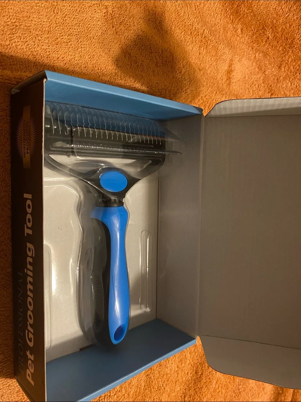 Pet Grooming Tool Professional Double-Row Deshedding Brush - Blue